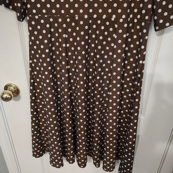 Vintage Robbie Bee Brown Polka Dot Dress Size L 95% Polyester - Picture 7 of 8